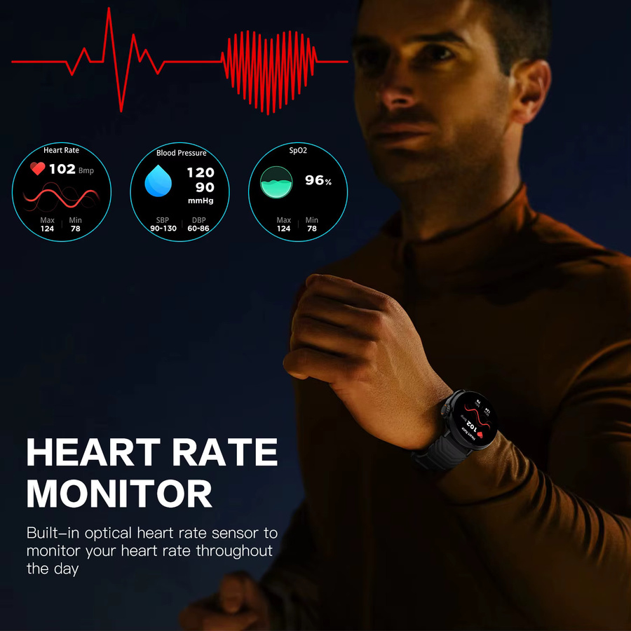 Uhoofit Smartwatch, Schwarz, Silikon, Herren, Damen - Bild 5