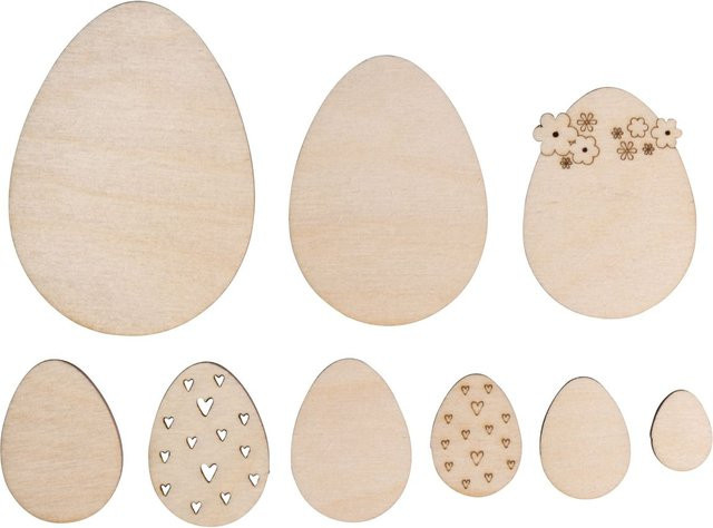 Rayher Holz Streuteile Ostereier Mix in Braun und Beige - Bild 1
