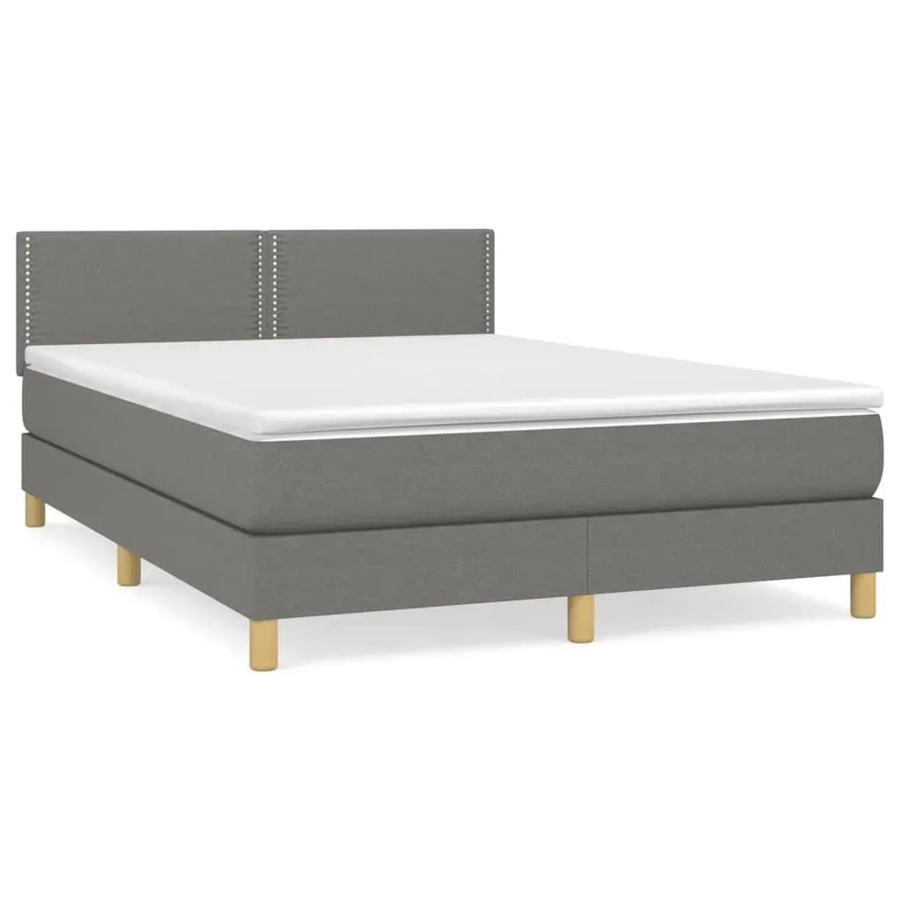 vidaXL Boxspringbett mit Matratze Hybrid-Design in Grau, B/T/H: 140 x 200 x 78 cm - Bild 2