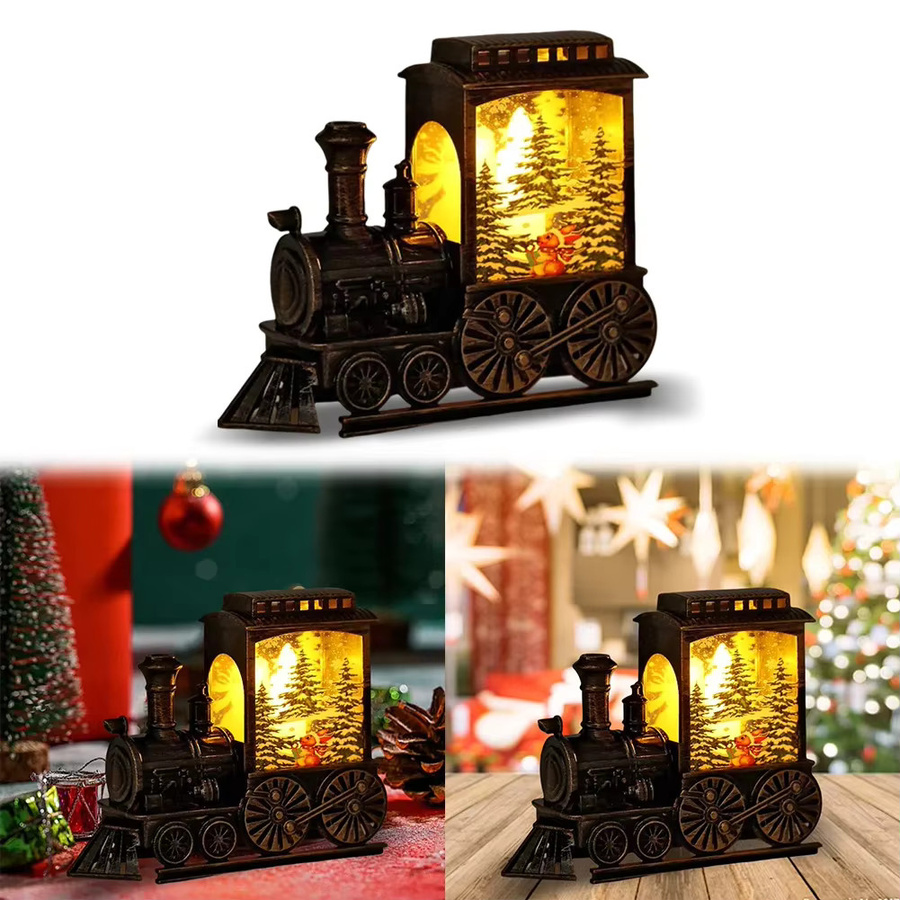 Heinast Weihnachts-Kristallkugel Ornament mit Zug-Motiv und LED-Nachtlampe für die Tischdekoration - Bild 5