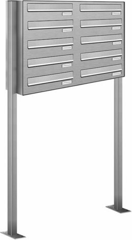 AL Briefkasten für 10 Parteien mit Zaundurchwurf, silberfarben, B/T/H: 84,8 x 27,5 x 150 cm - Bild 1