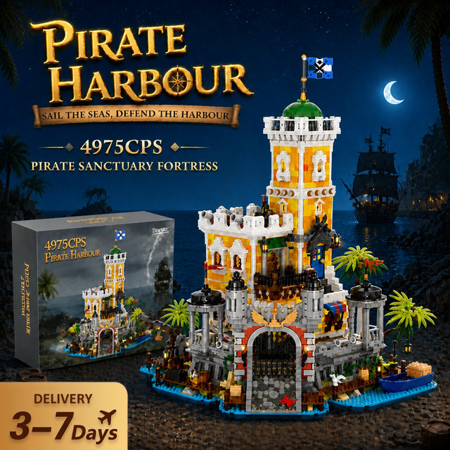 barweer Piratenhafen Mittelalterliche Burg, Beleuchtete Bausteine, 4975 Teile, ab 14 Jahre - Bild 1