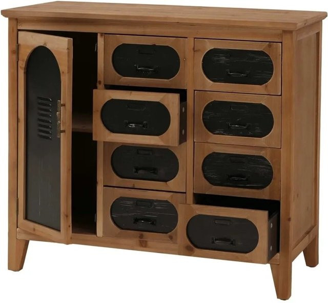 Apothekerkommode MCW-O63 im Vintage Shabby Industrial Design, Farbe Natur, B/T/H: 80 x 40 x 91 cm - Bild 2