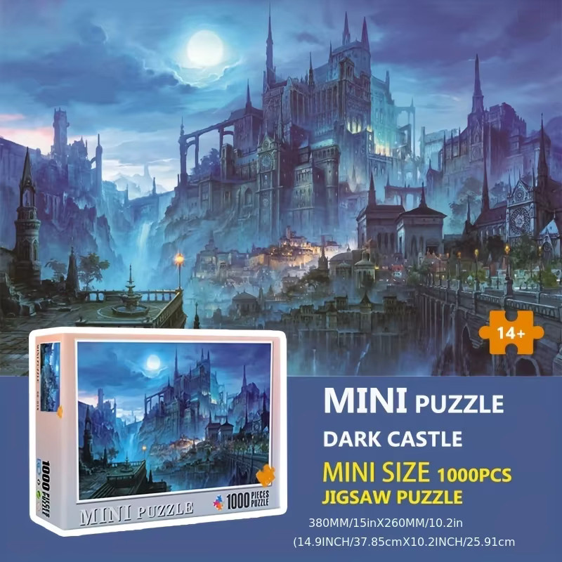 MaxRenard Mini-Puzzle dunkles Schloss, Landschaftsgemälde, 1000 Teile, ab 14 Jahren - Bild 2