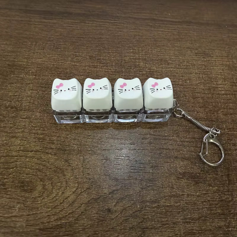 Sanrio Hello Kitty Kawaii Leuchtender Fidget-Schlüsselanhänger, Niedliches Katzenohr-Tastatur-Drückspielzeug, Im Dunkeln Leuchtender Stressabbau-Taschenanhänger - Bild 2