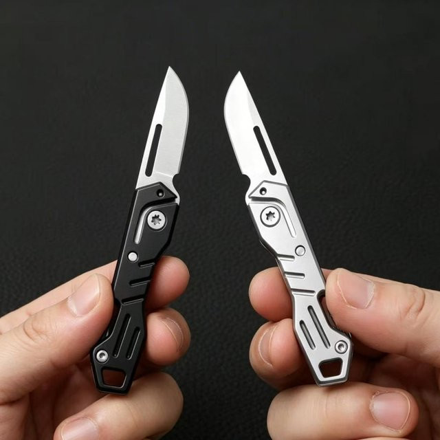 Mini EDC Klappmesser aus Edelstahl mit Flaschenöffner in Schwarz - Bild 1