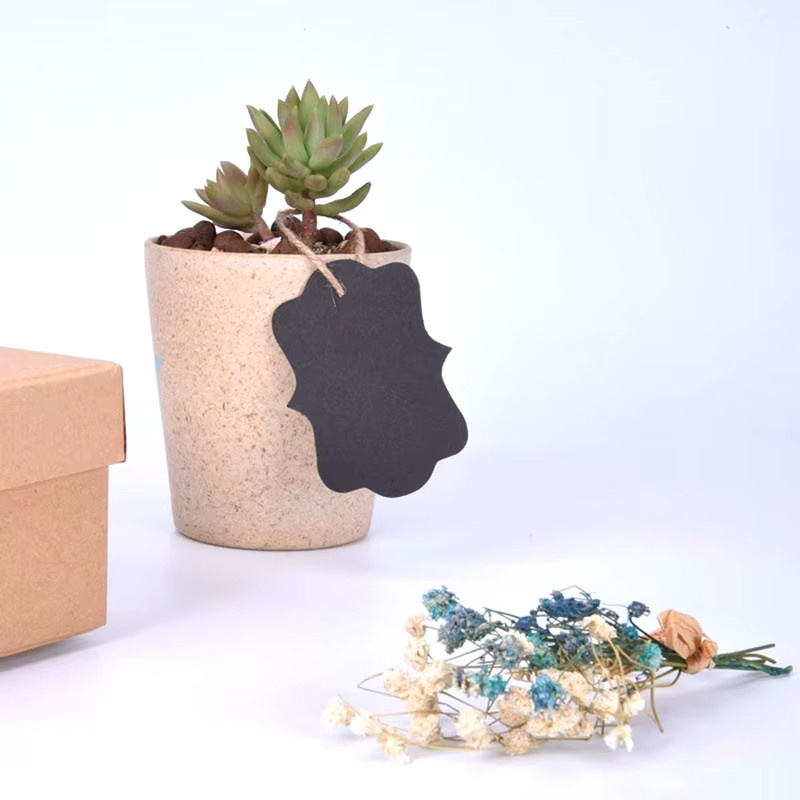 100 Stück DIY Muschel-Verpackungsetiketten aus Papier in Braun, Schwarz oder Weiß, B: 5 cm, H: 3 cm - Bild 2