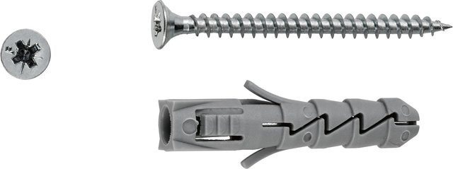 LUX-TOOLS Spreizdübel aus Nylon mit Schrauben in Grau, Ø 10 mm x 50 mm, 4 Stück - Bild 1