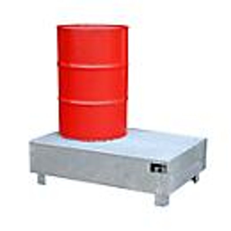 Bauer Südlohn Auffangwanne WM-2/200 aus Stahl, feuerverzinkt, unterfahrbar mit Gitterrost, Farbe: Silber, B/T/H: 80 x 120 x 36,5 cm, 2 x 200 l - Bild 2