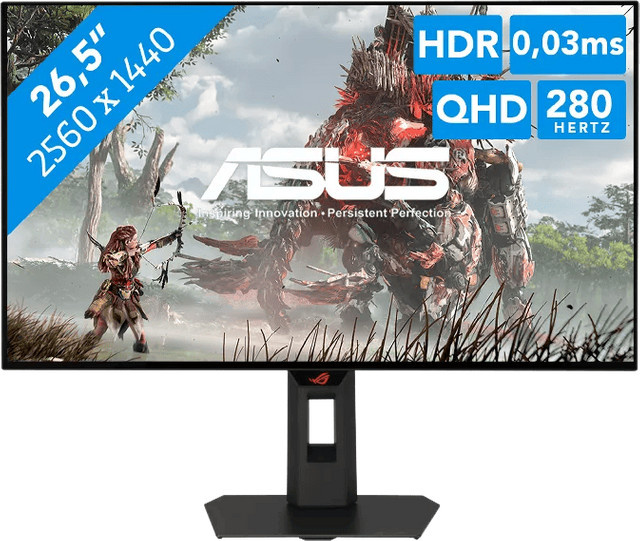 ASUS ROG Strix XG27AQWMG Gaming Monitor mit 27 Zoll WOLED Display, QHD 1440p Auflösung, 280 Hz, Schwarz - Bild 1