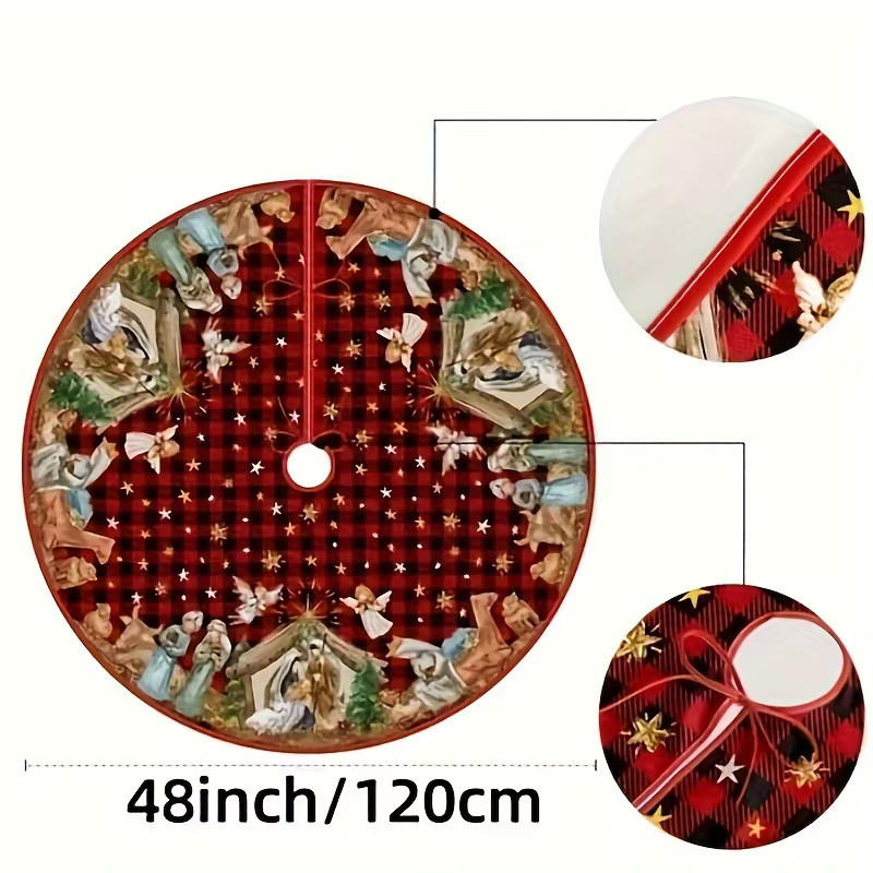 VIKAMA Weihnachtsbaumrock mit Jesus-Engel-Druck in Multicolour, waschbare Textildekoration für deine Weihnachtsfeier - Bild 2