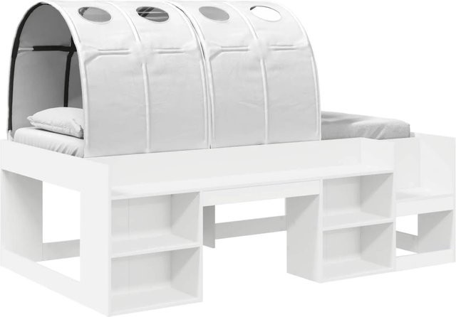 vidaXL Hochbett für Kinder in Weiß aus Holzwerkstoff mit Stauraum und Seitenfächern - Bild 1