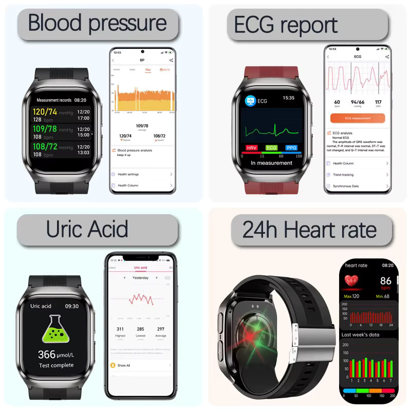 GUHUAVMI Smartwatch für Männer mit Blutdruckmessung, EKG und NFC in Schwarz oder Braun - Bild 3