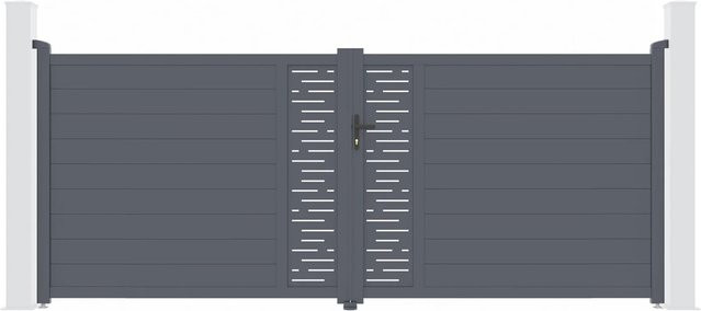 Casanoov Elektrisches Flügeltor Arlberg aus Aluminium in Grau inklusive Ranger B150 Drehtorantrieb, Breite: 400 cm, Höhe: 160 cm - Bild 1