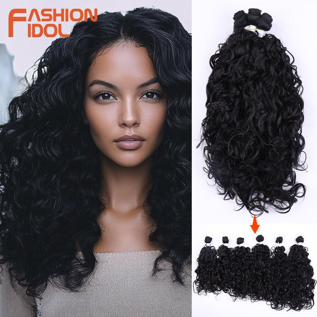 MODE IDOL Haar Extensions, Synthetische Webart, Ombre Braun, 6 Stück, 220g - Bild 1