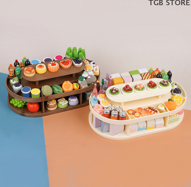Miniatur Obst Display Rack für Puppenhaus im Maßstab 1:12, Supermarkt Modell Dekor Zubehör, Braun - Bild 1