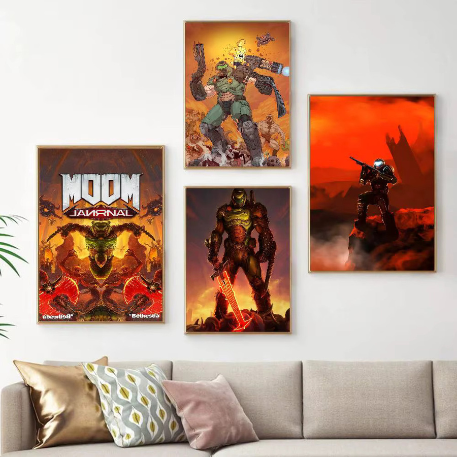 Vintage Poster Game DOOM Eternal Wandkunst im Retro-Stil als mehrfarbige Grafik für deine Wanddekoration - Bild 2