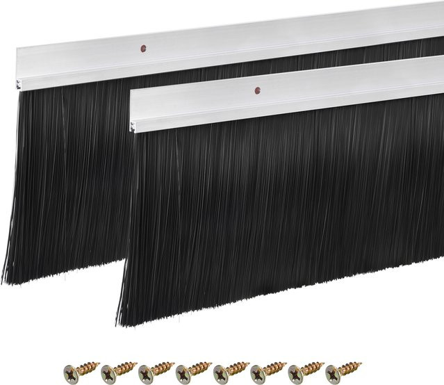 UXCELL 2er-Set Türbürsten-Unterseitenabdeckung aus Aluminiumlegierung in Silber mit Nylonbürste für Haus und Industrie - Bild 1
