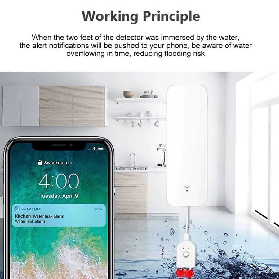 Tuya Smart Water Sensor mit WiFi und Zigbee für Smart Home Automation über SmartLife, Weiß - Bild 2