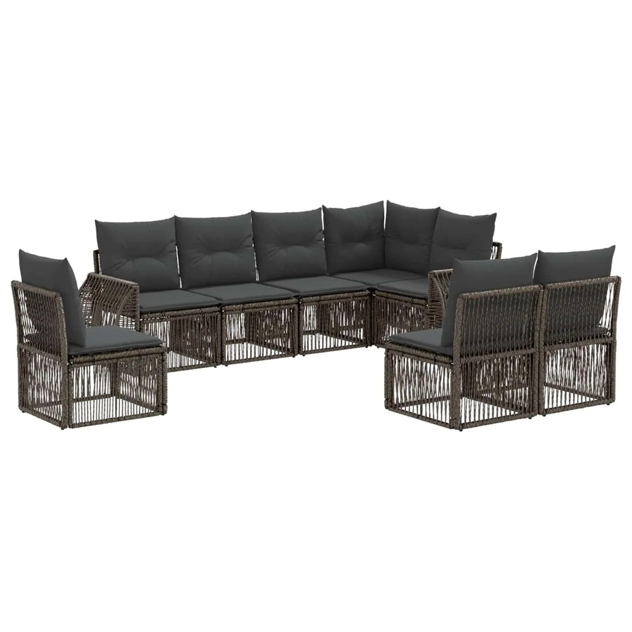 vidaXL Gartensofa-Set 8-teilig aus Poly-Rattan in Grau und Anthrazit mit Polstern und L-Form für Garten und Terrasse - Bild 2