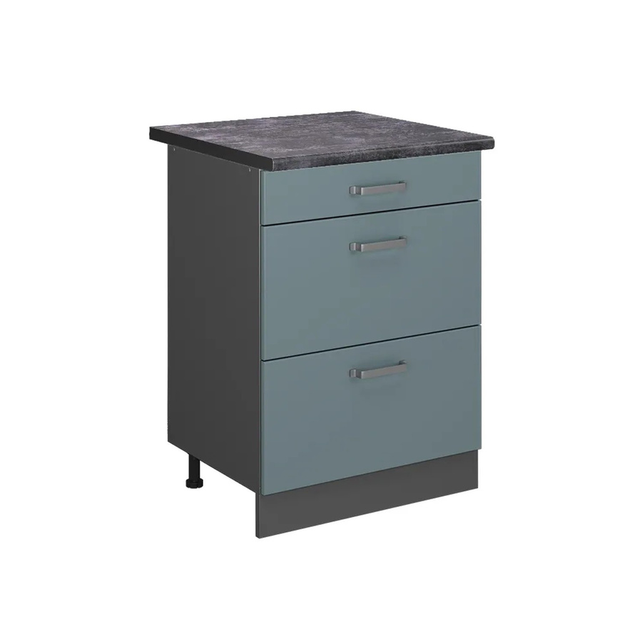 Vicco Küchenunterschrank R-Line in Blau-Grau und Anthrazit mit Schubladen, B: 60 cm, H: 81,6 cm, T: 60 cm - Bild 2