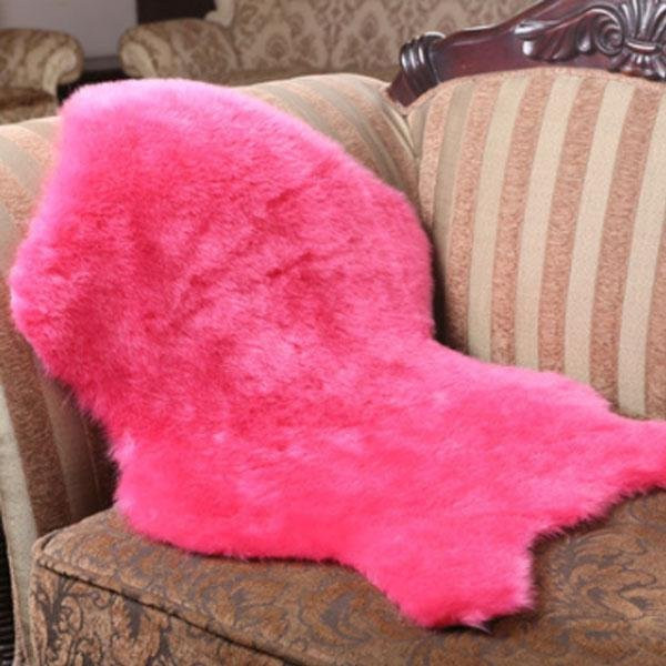 Waschbarer Kunstwolle Sofa-Teppich LICHIING in Rose Rot, B/T: 75 x 155 cm - Bild 1