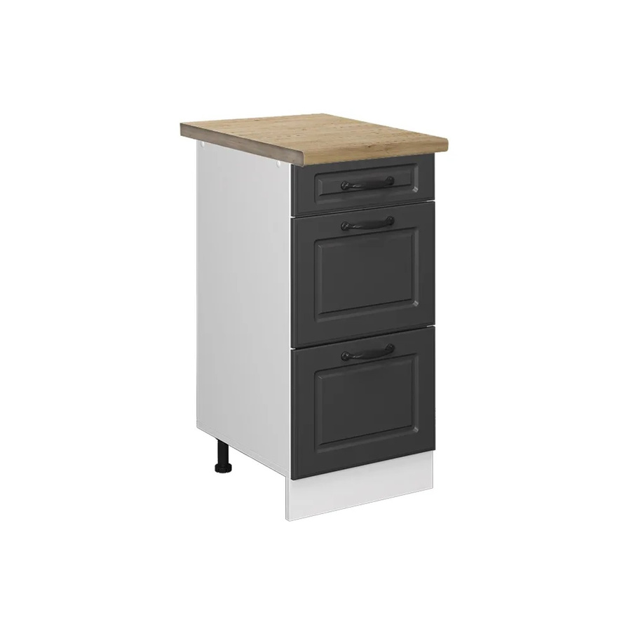 Vicco Küchenunterschrank R-Line in Anthrazit und Weiß im Landhausstil mit Schubladen und Eiche-Optik, B/T/H: 40 x 60 x 81,6 cm - Bild 2