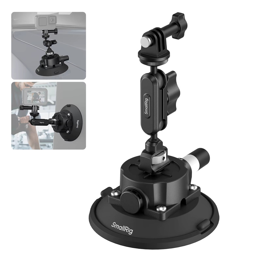 SmallRig Saugnapfhalterung für Action-Kameras mit Kugelkopf, Magischem Arm und Telefonhalterung in Schwarz, kompatibel mit DJI Osmo Action 5 Pro - Bild 6