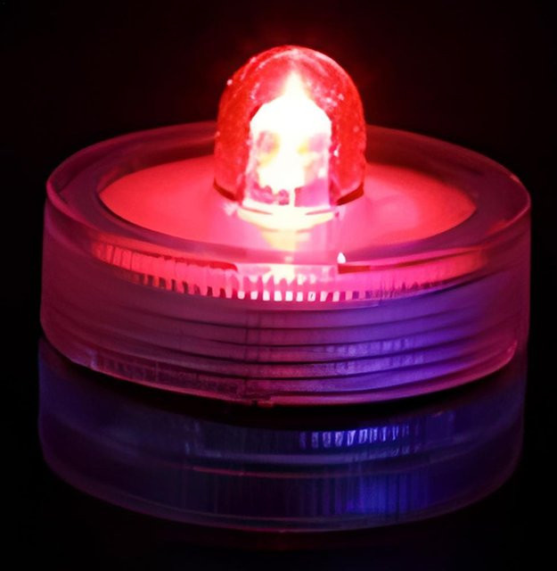 Wasserdichte LED-Unterwasser-Teelichter von GYROBALL in Rot, batteriebetrieben für Vasen, Aquarien und Teiche - Bild 1