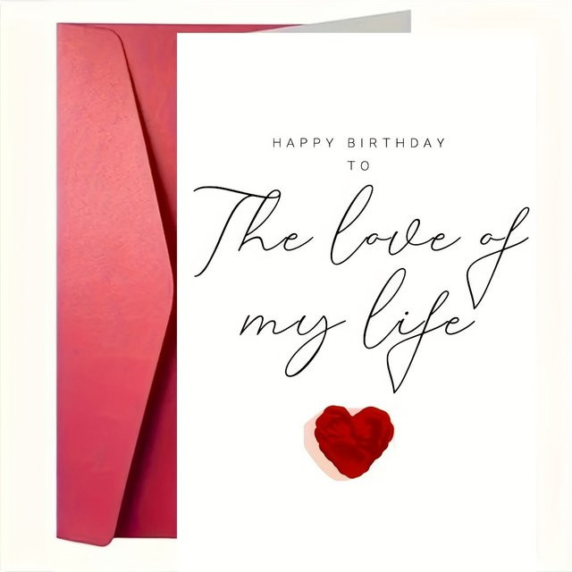 Romantische Geburtstagskarte für Sie mit rotem Herz und weißem Schriftzug Happy Birthday to the Love of My Life - Bild 1