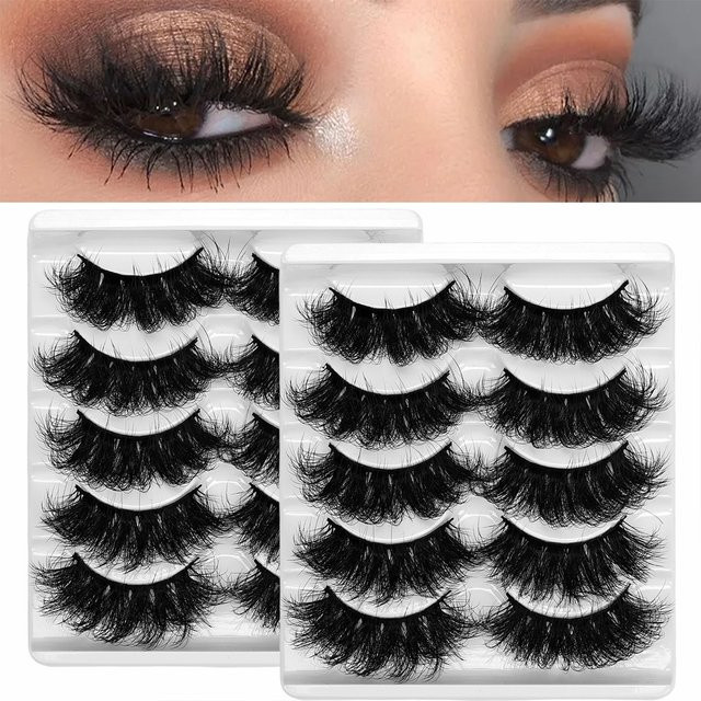 JIEFUXIN Falsche Wimpern, 10 Paare, Volumen, Lang - Bild 1