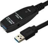Microconnect USB 3.0 Kabel USB-A auf USB-A, Länge: 10 m, Schwarz-Blau-Silber (USB3.0AAF10A) - Bild 1