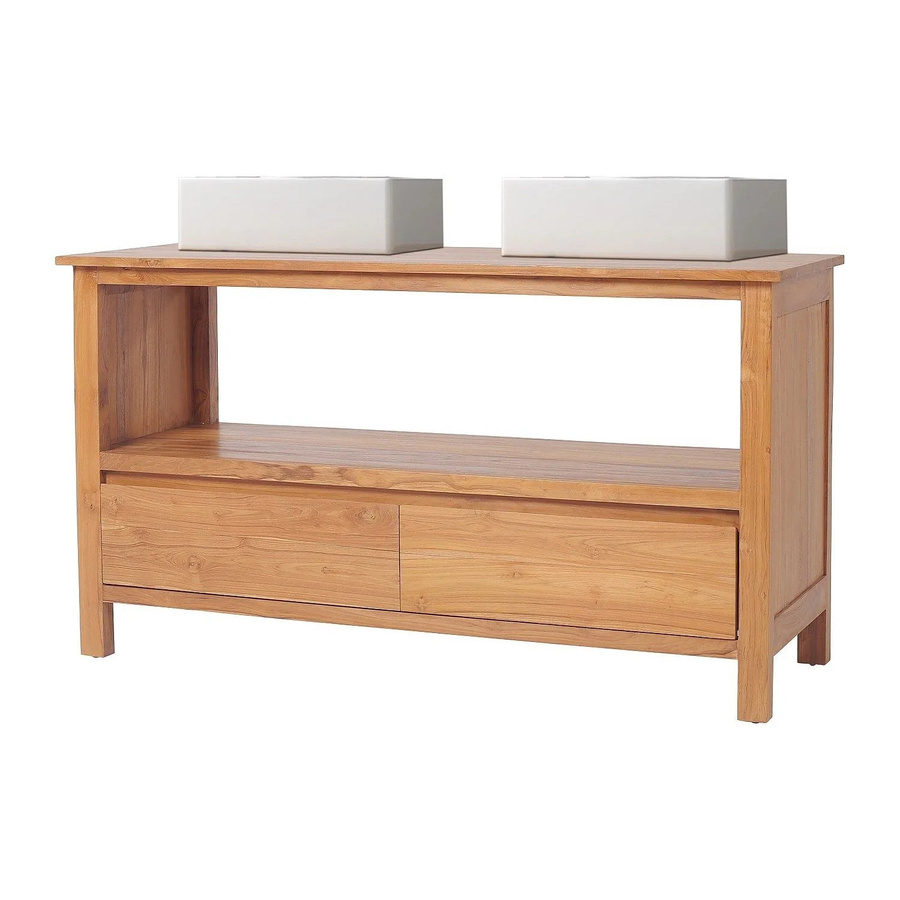Vente-unique Doppelwaschtisch Ketapang aus Teakholz in Naturfarben Hell Braun, Breite: 135 cm - Bild 2