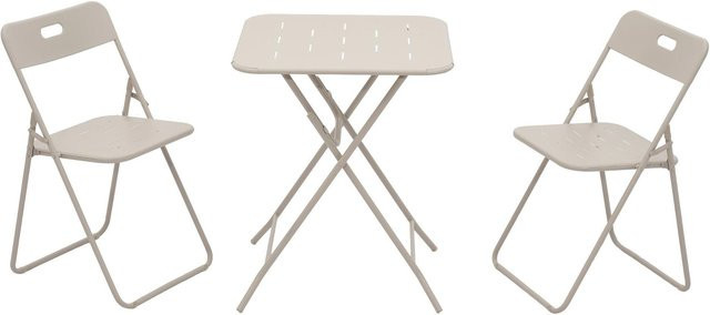 3-teiliges klappbares Bistro-Set aus Stahl in Beige für Garten, Balkon und Terrasse - Bild 1