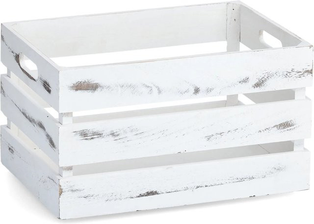 Zeller Aufbewahrungskiste aus Holz in Weiß im Vintage-Design B/T/H: 35 x 24 x 20,5 cm - Bild 1