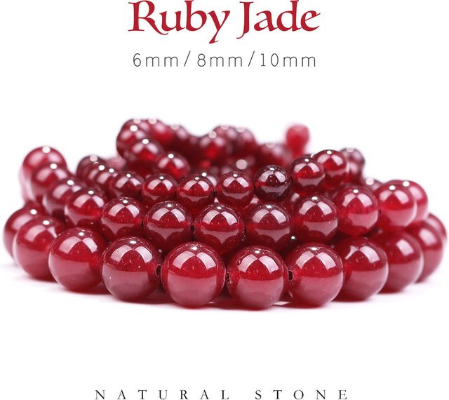 SHIJIWLS Rubin Jade Perlen, 6/8/10mm, Unisex - Bild 1