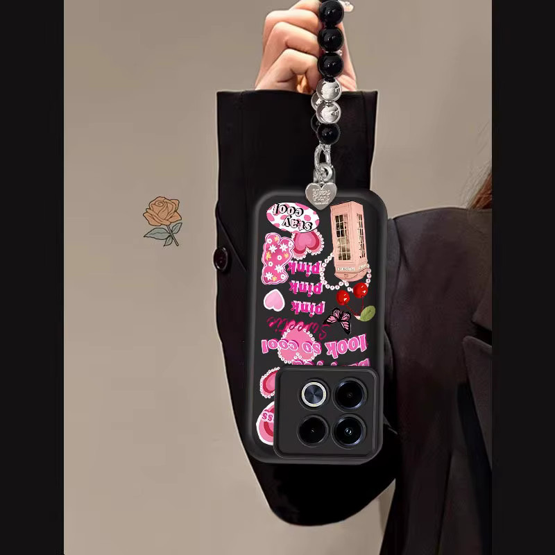 Sky Eye Silikon Handyhülle mit Schmetterlings-Lanyard für Infinix Note 40 Pro 50 Pro 50i 60 in Schwarz und Multicolour - Bild 4