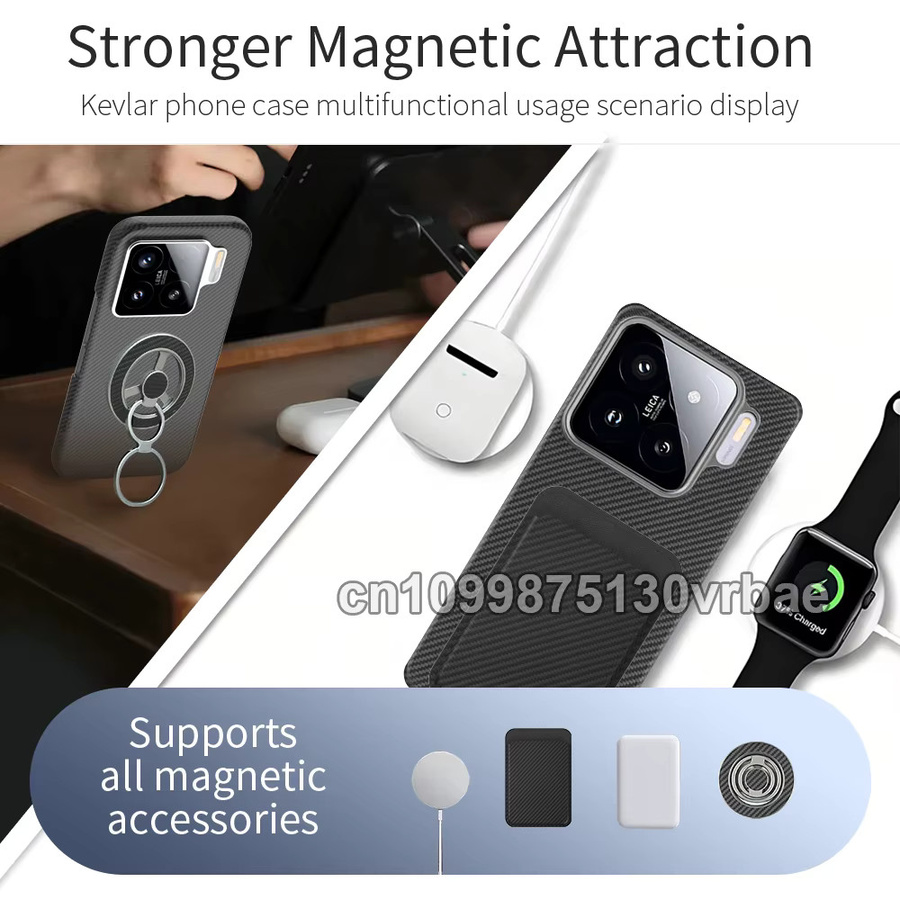 Xiaomi 17 T Pro und Xiaomi 17 T Handyhülle aus Carbon Kevlar Aramidfaser Magnetisch Schwarz und Rot - Bild 4