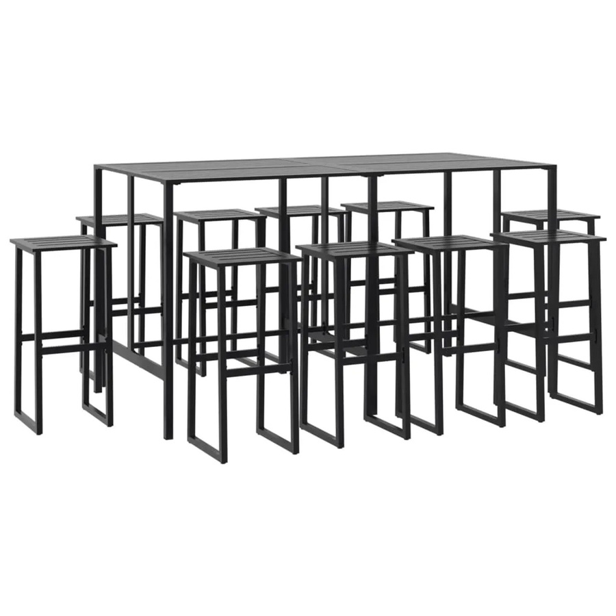 vidaXL 11-tlg Gartenbar-Set Schwarz aus pulverbeschichtetem Stahl - Bild 2