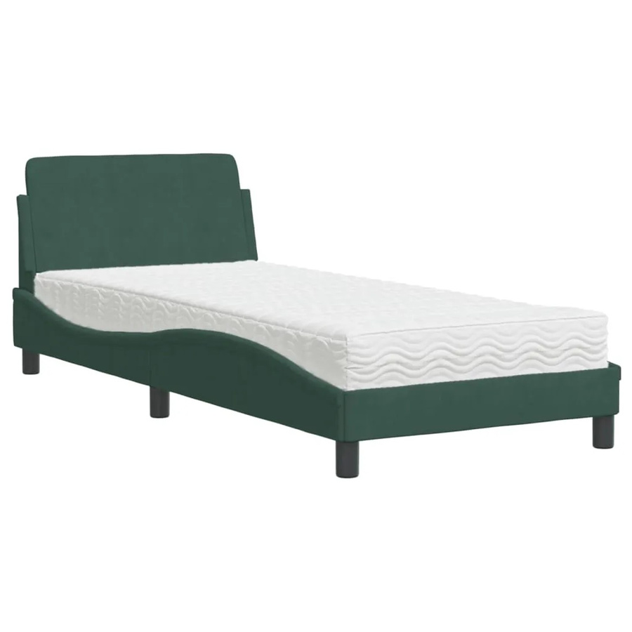 vidaXL Bett Dover mit Matratze Dunkelgrün Samt B/T/H: 90 x 190 cm - Bild 2
