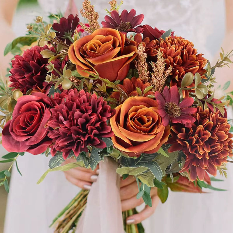Künstliche Pfingstrosen von smr in Orange und Mehrfarbig als florale Textil-Dekoration für Hochzeit, Weihnachten und Garten - Bild 4