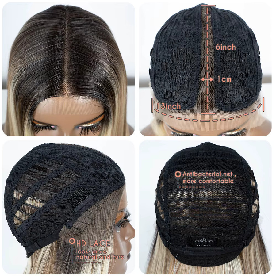 FASHION IDOL Synthetische Lace-Front-Perücke, Klavierblond, 96,5 cm, gerade - Bild 2