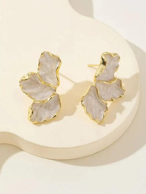 Lucky Star Jewelry Ohrringe, Metall, Weiß, Creme Emaille, Zirkonia, Damen - Bild 1