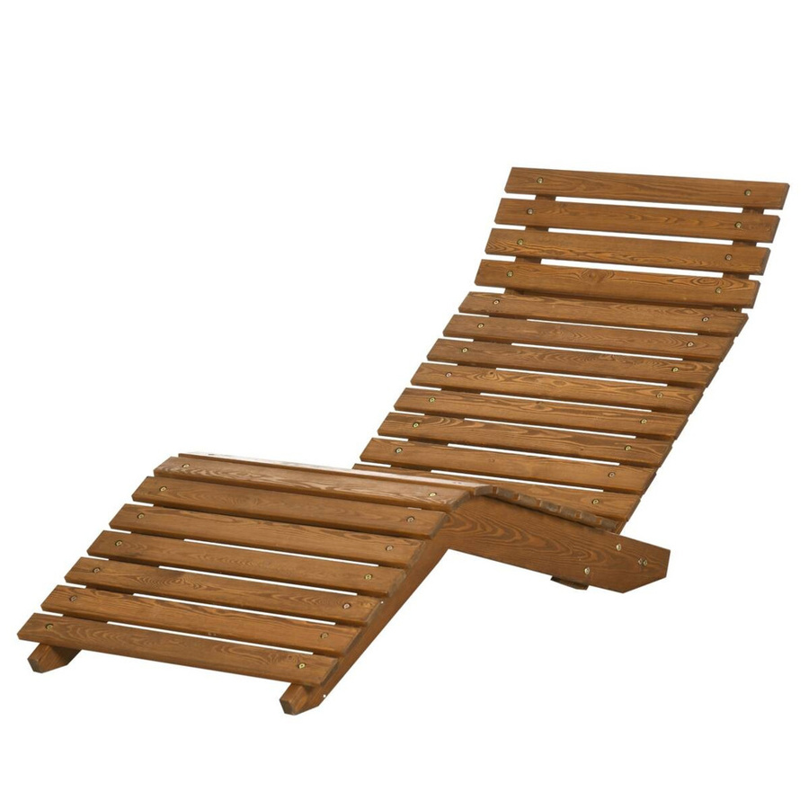 Outsunny Sonnenliege aus Lärchenholz in Braun mit ergonomischem Design, B/T/H: 170 x 66 x 77 cm - Bild 3