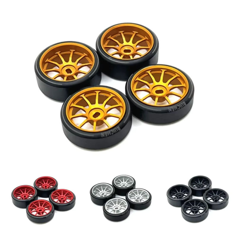 Wltoys Metallradnabe und Zugluft-Logo-Reifen Golden 1/28 RC Car Upgrade Wheels - Bild 3