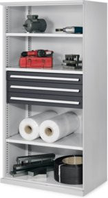 Kappes Schwerlastregal Mod. 43 OMT in Grau mit 3 Fachböden und 3 Schubladen, Höhe: 195 cm, Breite: 60 cm, Tiefe: 100 cm - Bild 1