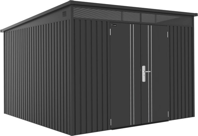 Gerätehaus Firstline Metall Pultdach in Anthrazit mit 7,5 m² und Doppeltür - Bild 1