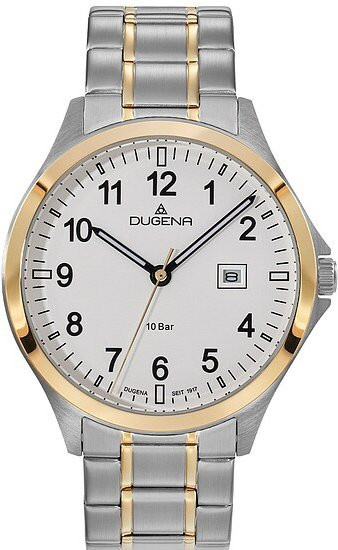 Dugena Herrenuhr, Quarz, Edelstahl, Weiß, Diamantbesetzt, 41 mm - Bild 1