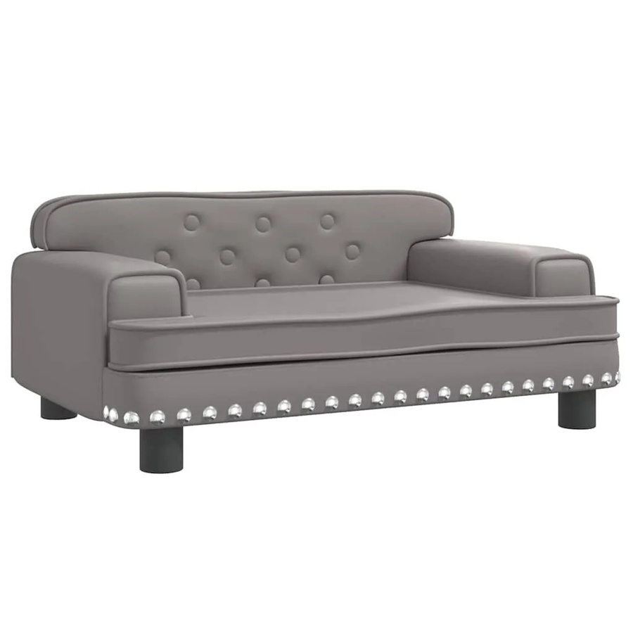 vidaXL Kindersofa Grau aus Kunstleder und Kiefernholz B/T/H: 70 x 45 x 30 cm - Bild 2