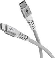 goobay USB-C auf USB-C Textilkabel USB 2.0 in Weiß/Grau, Länge: 60 cm - Bild 1